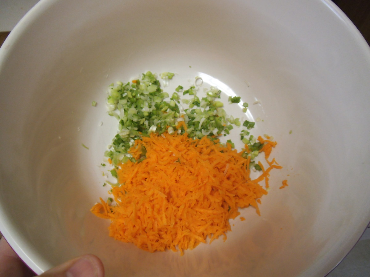 Place prepared vegetables in a mixing bowl.