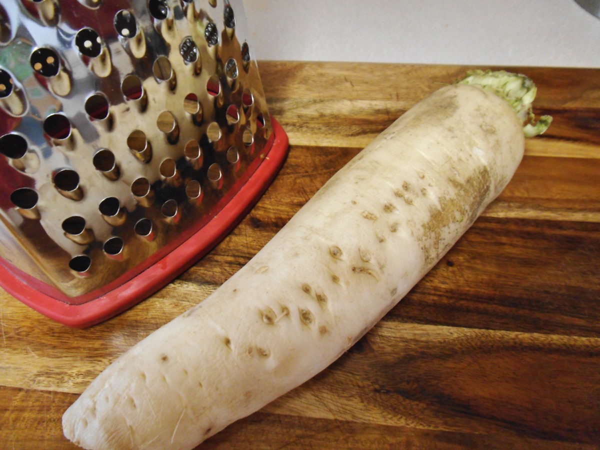 This daikon radish is much smaller than the one my neighbor brought me.  
