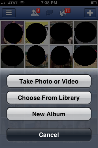 Tap "Choose From Library." The Photos page opens, displaying the photo albums on your device.