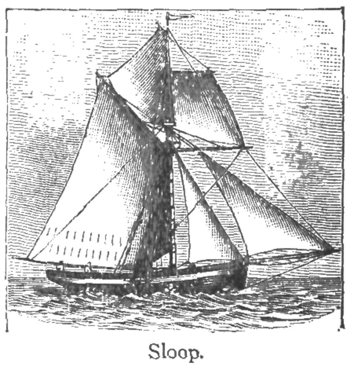 Sloop: a one-masted cutter-rigged vessel. 