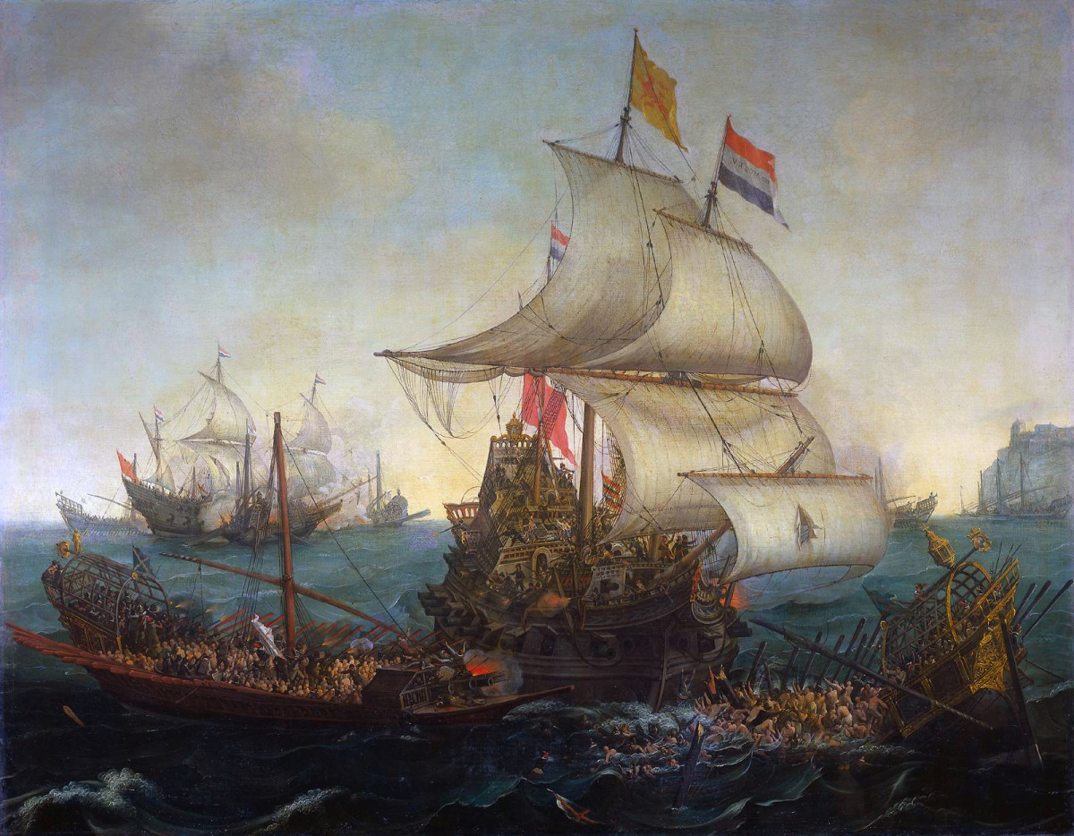 Dutch ships ramming Spanish galleys off the English coast, 3 October 1602