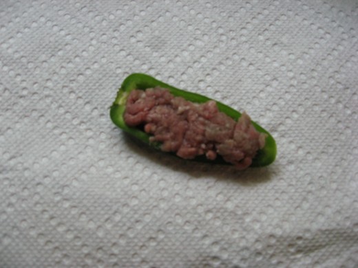 Fill each half with ground beef.