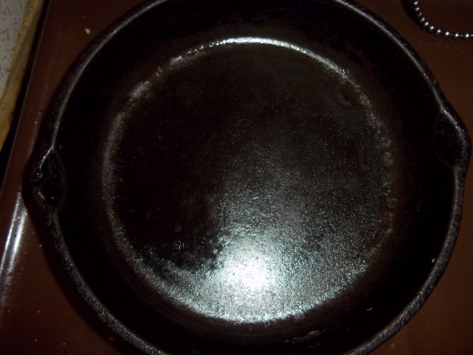 Hot skillet, with light sheen of vegetable oil