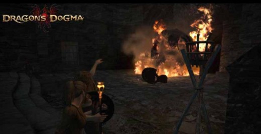 Dragon's Dogma Defeating the Cyclops - note the cyclops' helmet on the ground
