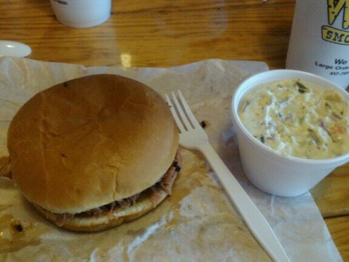 Woody's Moist Beef Brisket Sandwich with Potato Salad and a cold Coca-cola.....MMMMMMM!