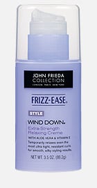 Frizz Ease Wind Down Creme softens cuticles and straightens locks