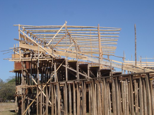 The stadium is taken down after each fiesta and rebuilt every year during the months of January and February.  This photo shows one the earlier sections being erected in 2012.