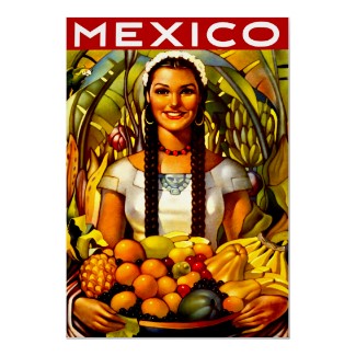 Enjoy this beautiful vintage poster of a Mexican lady holding a basket of fruit and retouched for the highest picture quality on this colorful poster that would look good on any wall. Click on the source link to purchase it.