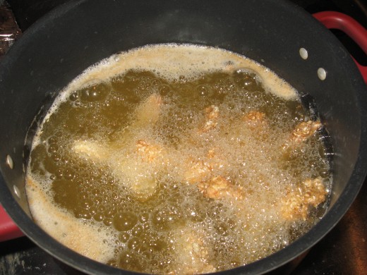 Fry shrimp at 360-365 degrees until golden brown.
