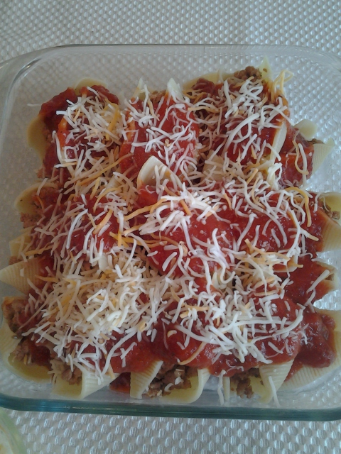 Sausage Stuffed Shells before baking