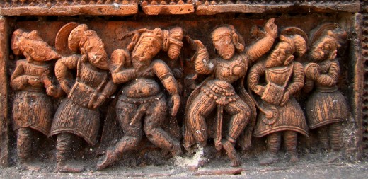 A group of Badia dancer & musician; Ananta Basudeva temple, Bansberia