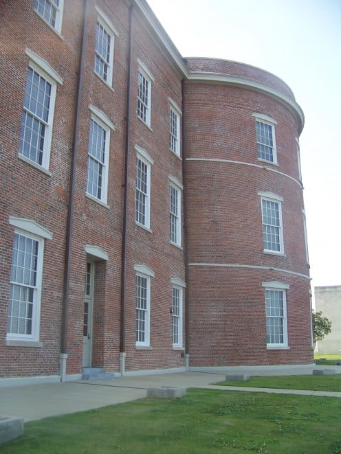 Exterior of the building shows the brickwork which was not historically placed on the front of buildings.