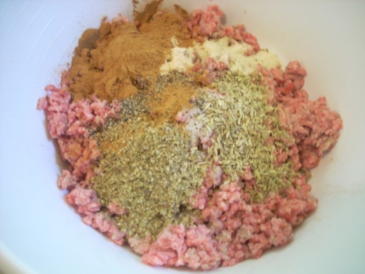 Ground beef with ingredients.