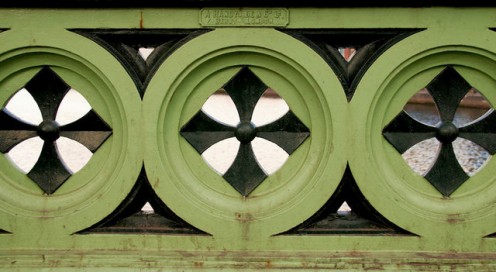 The Albert Bridge, Belfast. Detail of the ironwork on parapet on the northern side of the bridge. 