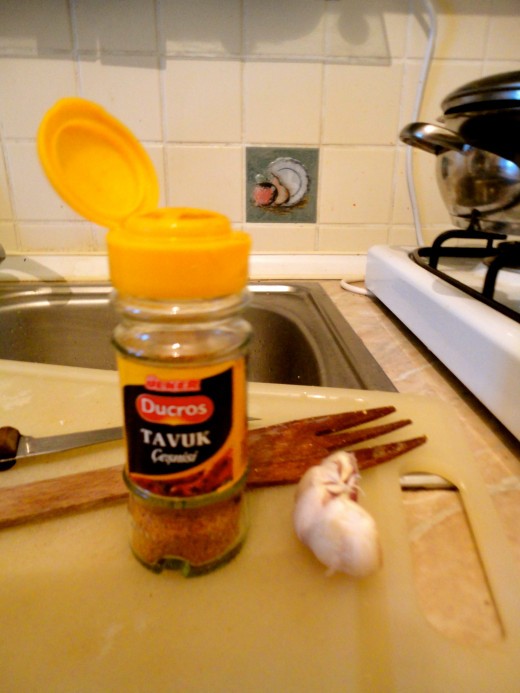 To which was added the following: garlic (crushed) and about a tablespoon of chicken spices. Go nuts. Use what you like.