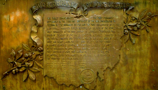 Plaque commemorating the original settlers on the campus of Marietta College
