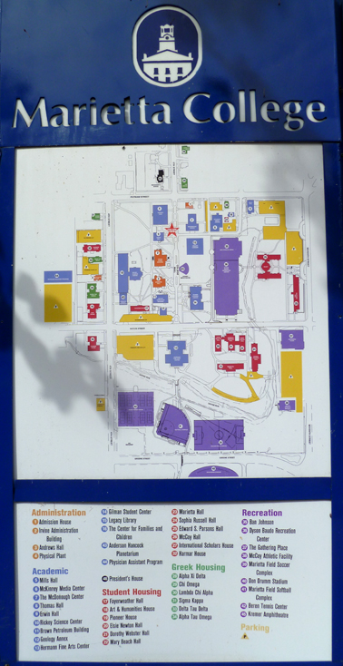A map of the Marietta College campus