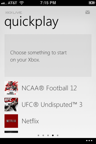 The large green button at the top of the Quickplay screen is replaced with a gray box after a successful connection.