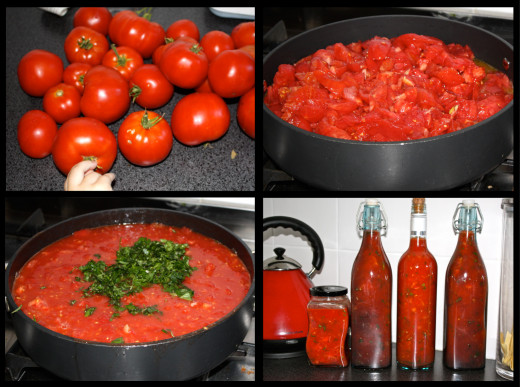 Home made Tomato sauce made from fresh tomatoes is a delicacy that's hard to beat!  Fortunately, it keeps well in the freezer.