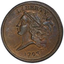 The 1793 Liberty Cap half cent was the first and only half cent coin ever produced. Only 35,334 1793 half cents were produced. At low grade, this coin is still valued over $2,200.