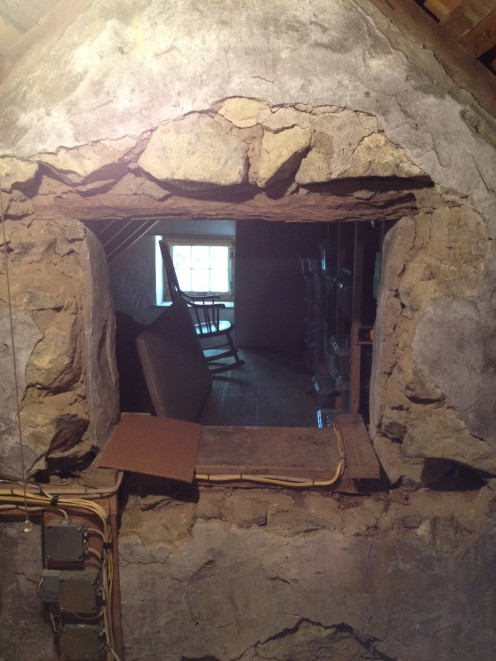 Old window frames between rooms are an indication that an addition has been built on to the original structure.