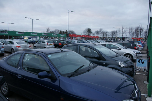 Typical airport car rental paring lot