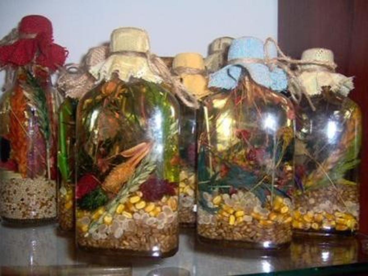 Decorative bottles.