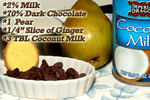 Gourmet Dark Chocolate with Pear Iced Milk Ingredients.