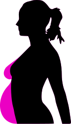 A shadow figure of a woman, demonstrating the difference in her body pre-pregnancy and during.