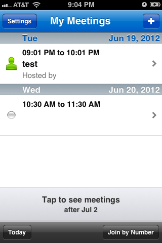 Tap "Join by Meeting Number" in the lower-right corner.