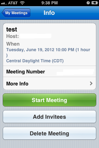Tap the name of the meeting you want to start, then tap "Start Meeting."
