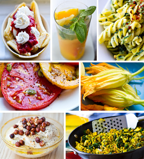 Examples of meatless meals and snacks.