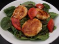 Fried Goat Cheese Over Spinach Salad