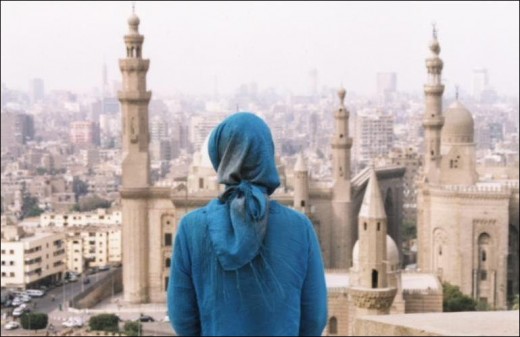 Woman facing Mosque