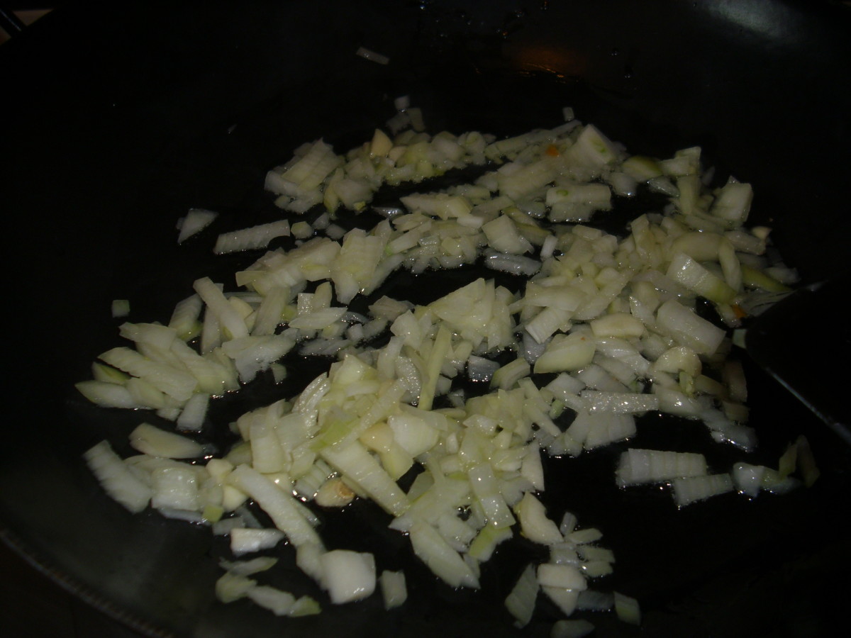 Saute  garlic and onion.