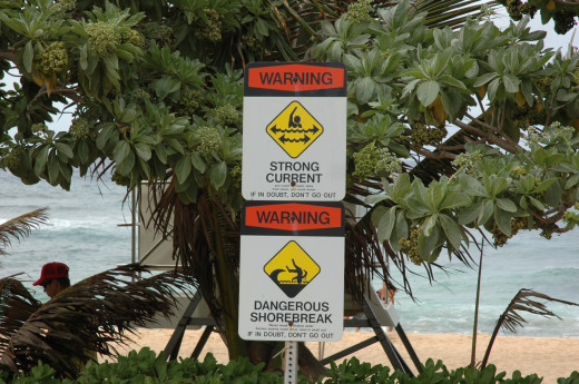 Sandy Beach has year round signs