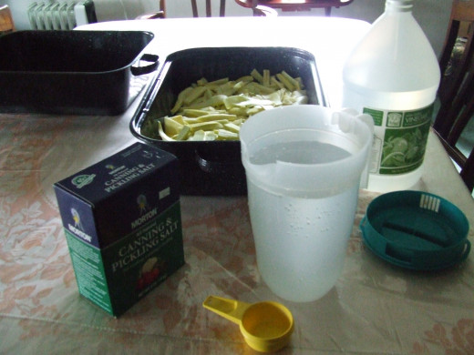 Water, Distilled White Vinegar and Salt.