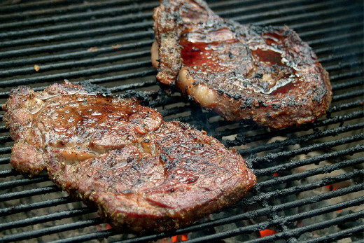 These steaks are not just any plain old BBQ; they have a delicious MUSTARD-Q slathered over them for a unique grilled flavor experience.