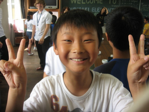 A happy student in Japan