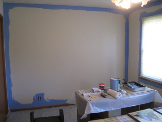 Blue trim added to white walls.