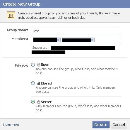 Enter your group's information and then select "Secret" beneath Privacy.
