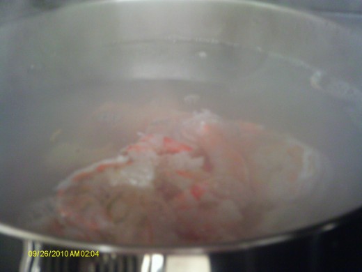 Boil each type of seafood separately.
