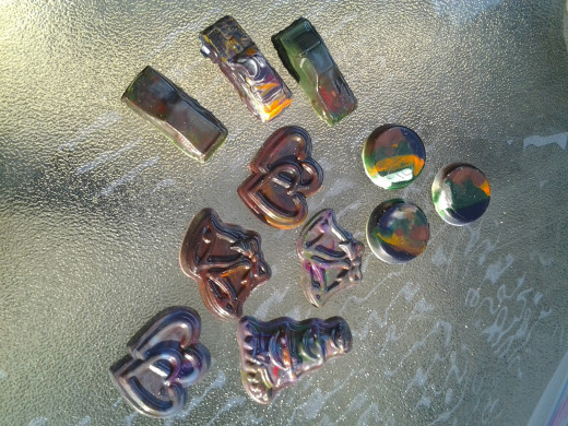 molded shapes, multi colored crayons