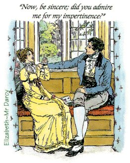 C. E. Brock illustrated this picture of Elizabeth Bennett and Mr. Darcy for Jane Austen's "Pride and Prejudice."
