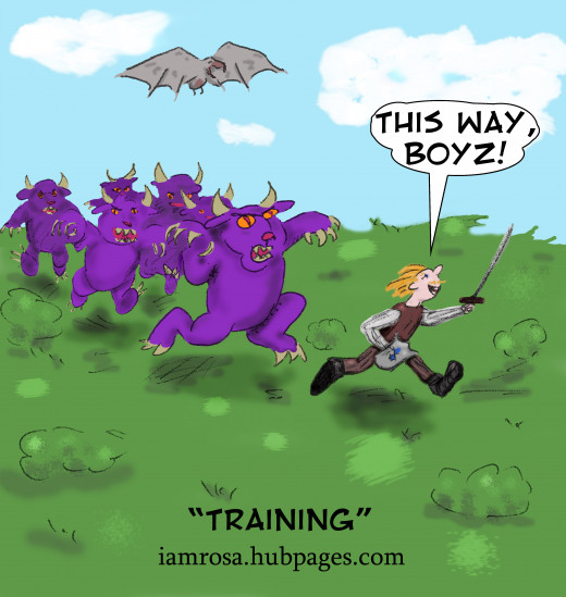 "Training" is a tongue-in-cheek term for when a player gets a horde of monsters to follow them and then leads those monsters to unsuspecting players.