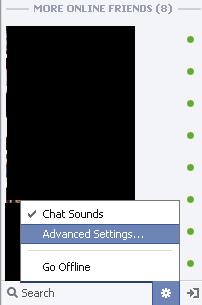 Click the "Options" icon and then click "Advanced Settings."