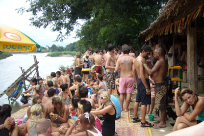 A typical party bar along the Nam Song River 
