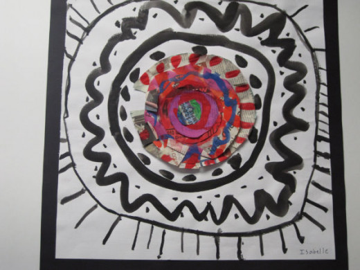 Caughey's students often use painted newspaper, cardboard, or other paper in their collage creations.