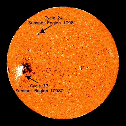 First official sunspot belonging to the new Solar Cycle 24.