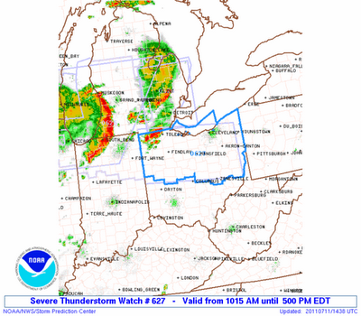 Here is when the warning went out. Too bad the prediction didn't tell us it would be like a giant tornado going from Chicago to Fairfax Virginia only straight, long, and fast!